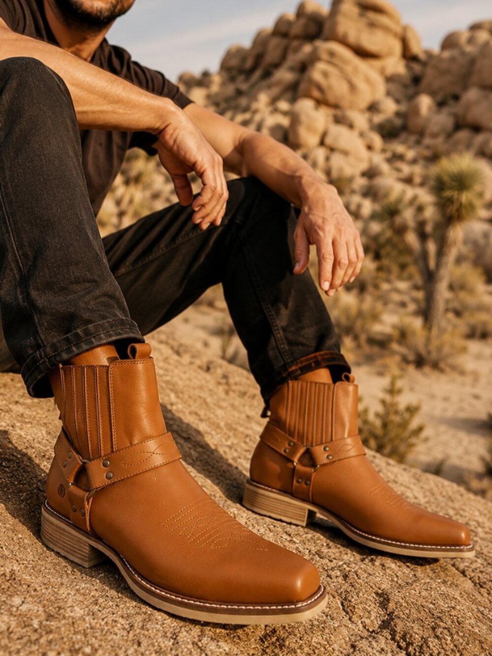 Dingo Black Bart Men’s 11.5D Whiskey Leather Harness Boots NWT